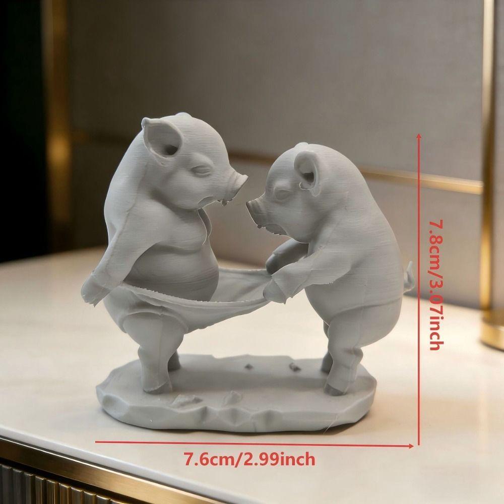 Animal Crafts Cartoon Pig Figurine Creative Animal Pig Model 3D Printed Pig Toy Home Decoration