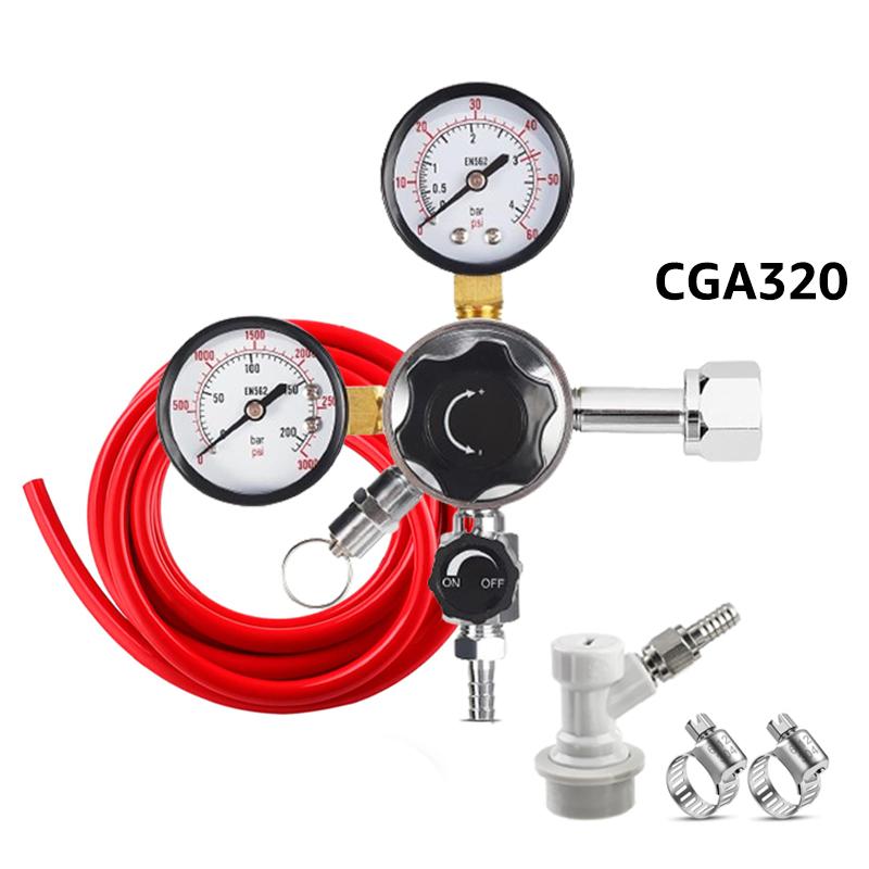ELECQUEEN Регулятор CO2 для пива, Комплект газовой линии, W21.8/CGA320 Регулятор давления для домашнего кега с шаровым замком, Углекислотный ПВХ шланг