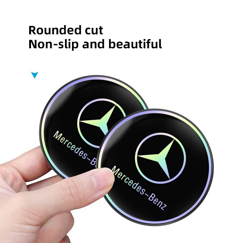 VFO1 2Pcs Car Coasters Shockproof Water Goblet Mat For Mercedes Benz AMG W203 W206 W220 Car Interior Water Cup Holder Pad keychain