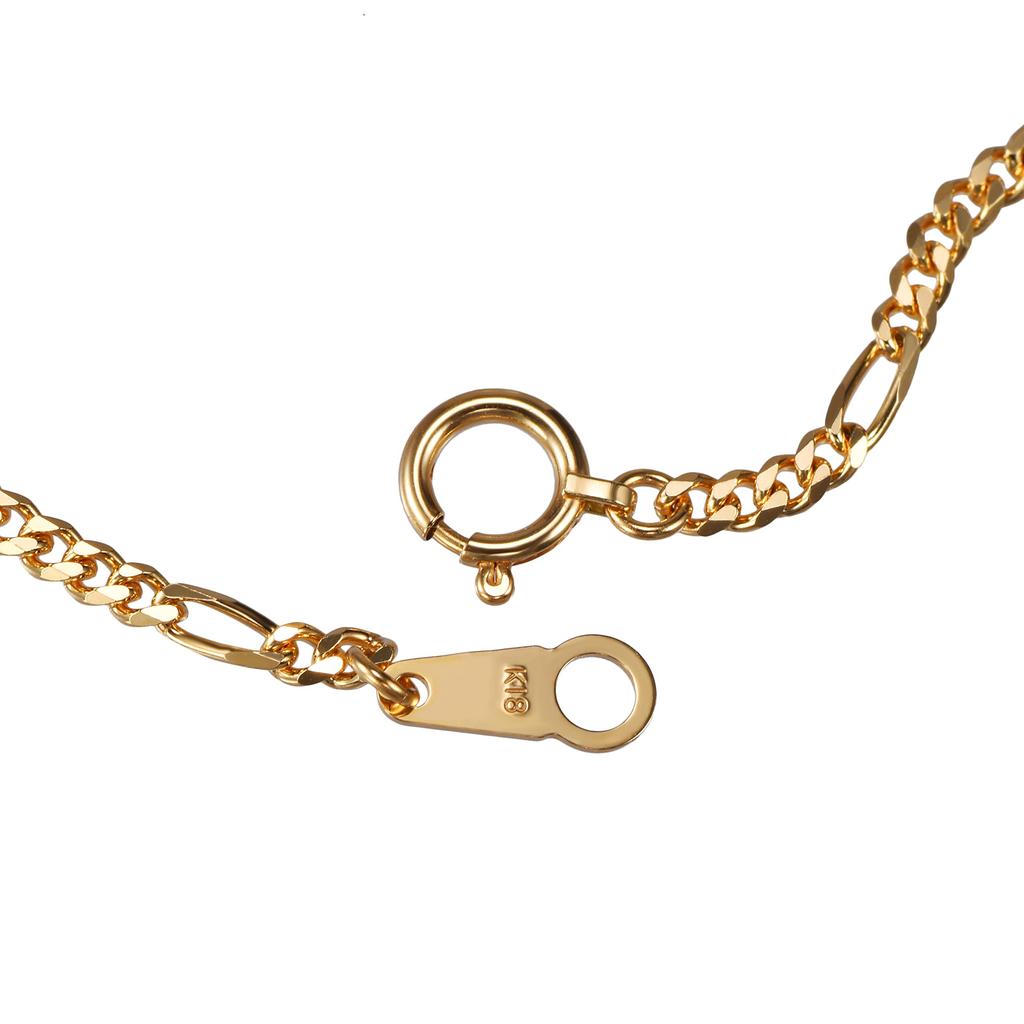 K18 18K Gold Figaro Chain Anklet Width Selectable Size Pull Ring Unisex Chain Size 24cm [Speranza] 2.1mm