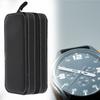2Grids Portable Travel Watch Storage Box PU Leather Zipper Case Organizer Black