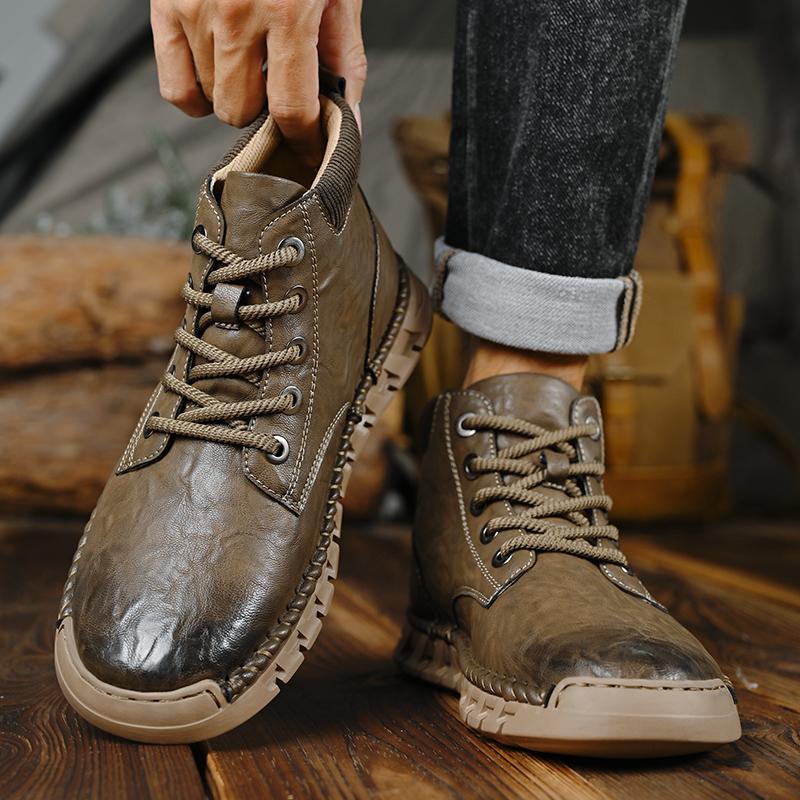 Модные зимние плюшевые мужские ботинки-дезерты на шнуровке, модные уличные дизайнерские ботинки на толстой подошве, повседневная деловая обувь, нескользящие ботинки для ходьбы