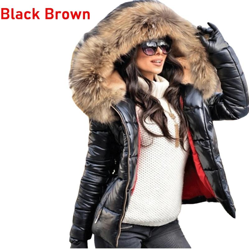Autumn and Winter Fashion Women's Short Coat Cotton Jacket Large Size Hooded Jacket Warm Cotton Women's Fur Collar Hoodie Parka Coat