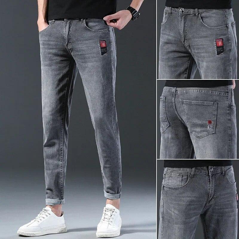 Men's Fashion and Comfortable Denim Pants Summer Versatile Jeans Men's Slim Straight Modal Pants Men's Casual Comfortable Pants