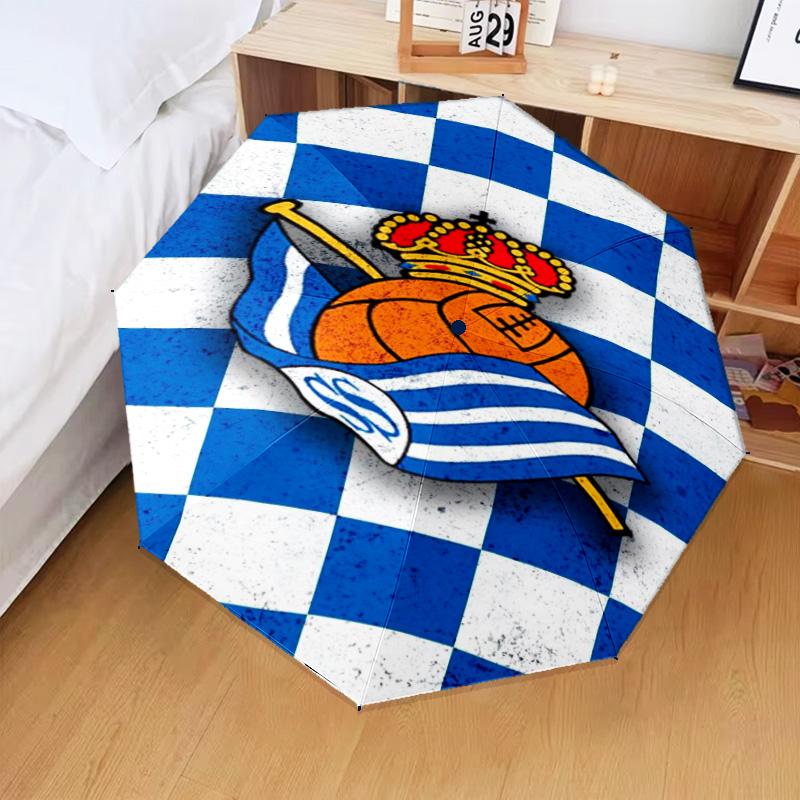 Real Sociedad Umbrella Folding umbrella, automatic umbrella 8-Frame for Travel, camping Use Gift for Halloween Christmas