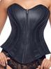 ZADO - Sexy Leather Corset with Garters Black 2XL