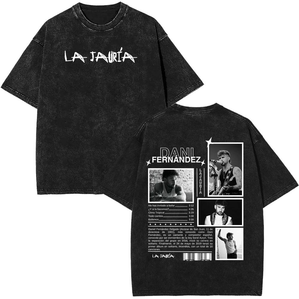 Rapper Dani Fernandez Fashion Graphics Vintage Washed Tshirt Unisex Women Highquality Tshirts Summer Casual Oversized Tshirts
