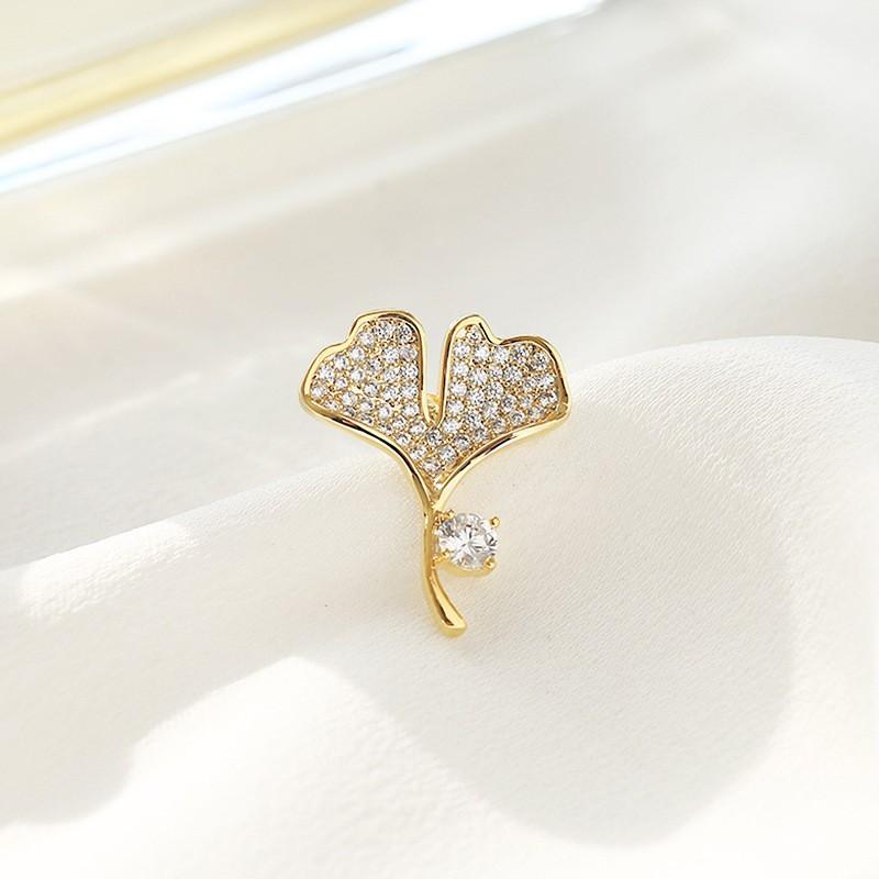 Elegant Womens Alloy Brooch Set With Leaf Design Gold-Tone Floral Pin Blouse Dress Accessory Gift Girlfriend