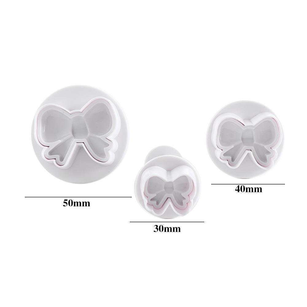 Plunger Baking Tools Homemade Plastic Bow Knot Tie Cookie Cutters Set Biscuit Mold Stamp Press