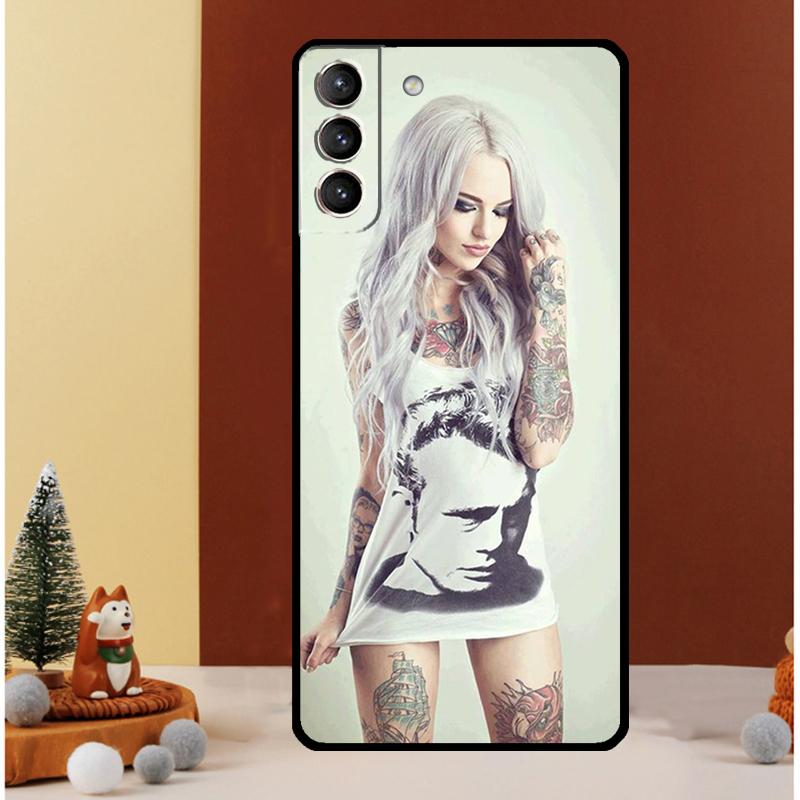 Sexy Tattoo Girl Case For Samsung Galaxy S23 Ultra S24 S22 Note 20 Ultra 10 Plus S8 S9 S10 S20 S21 FE Cover