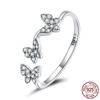 S925 Sterling Silver Ring Butterfly Girl Dream Temperament Zircon Insect Open Ring Bracelet