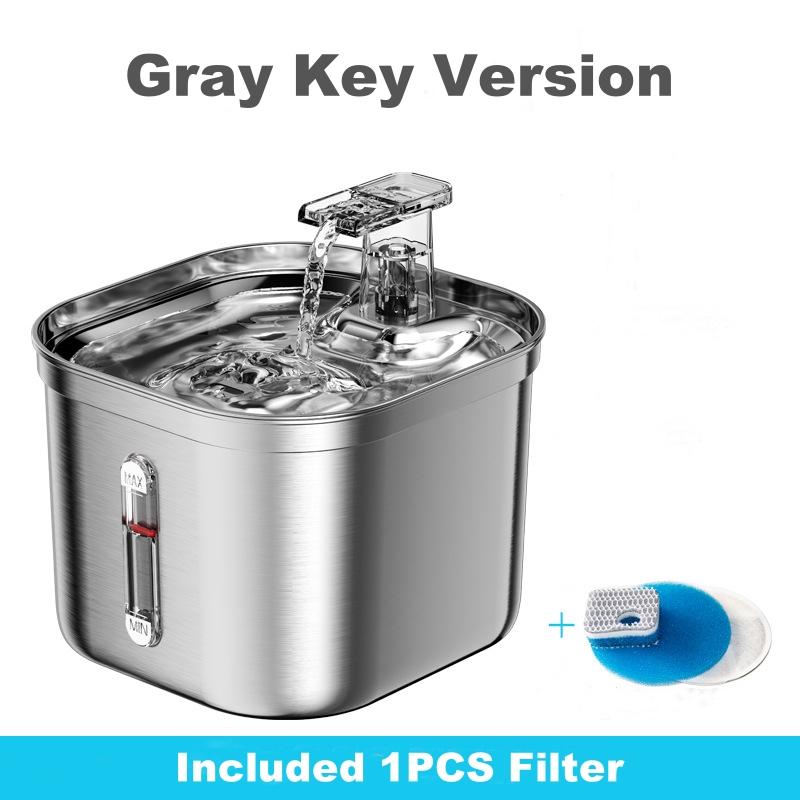 304 Нержавеющая сталь фонтан для кошек Автоматическая циркуляция миска для воды для домашних животных Емкость 2 л Диспенсер для воды для собак Кормушка для питья домашних животных