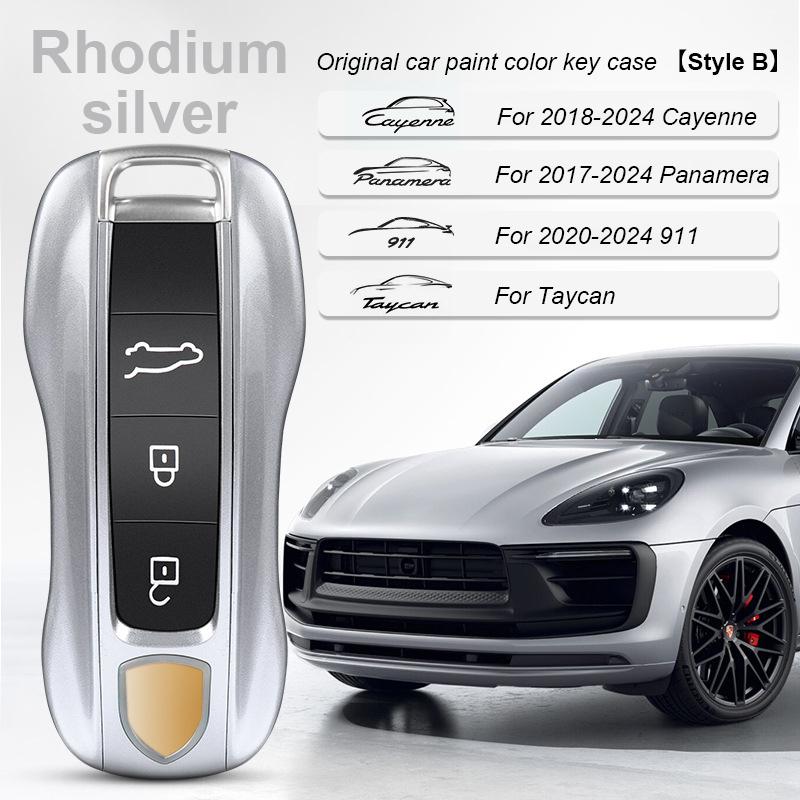 AABKR1 For Porsche Cayenne Mancan Panamera 911 718 Boxster Cayman Taycan 2010-2024 Car Key Paint Case Bordeaux Red Shell Replacement