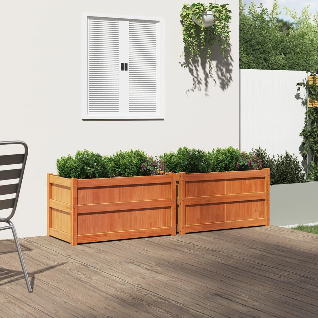 Planters 2 pcs Wax Brown Solid Pine Wood