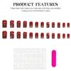 Wine Red Glossy Fake Nails New Year Square Tips Reusable Artificial Nail for Daily Students Nail Decoration