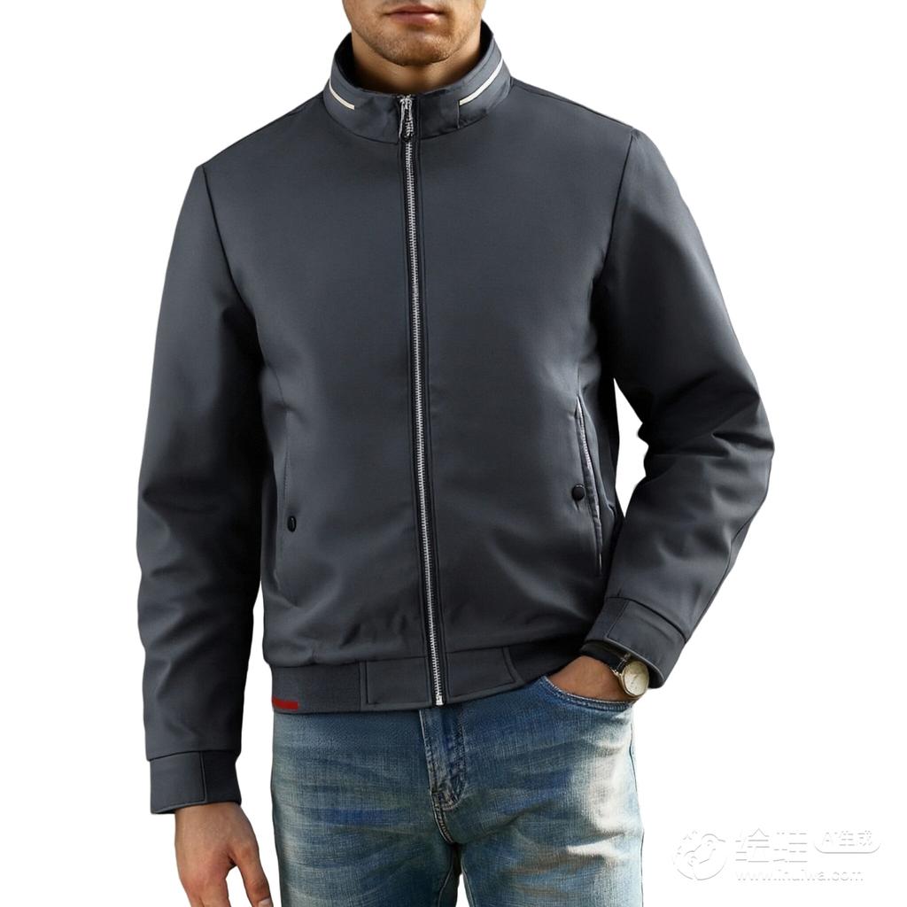 Men's Casual Solid-color Stand-up Collar Fitted Jacket, Windbreaker, Men's Zipper Baseball Shirt, Light Jacket