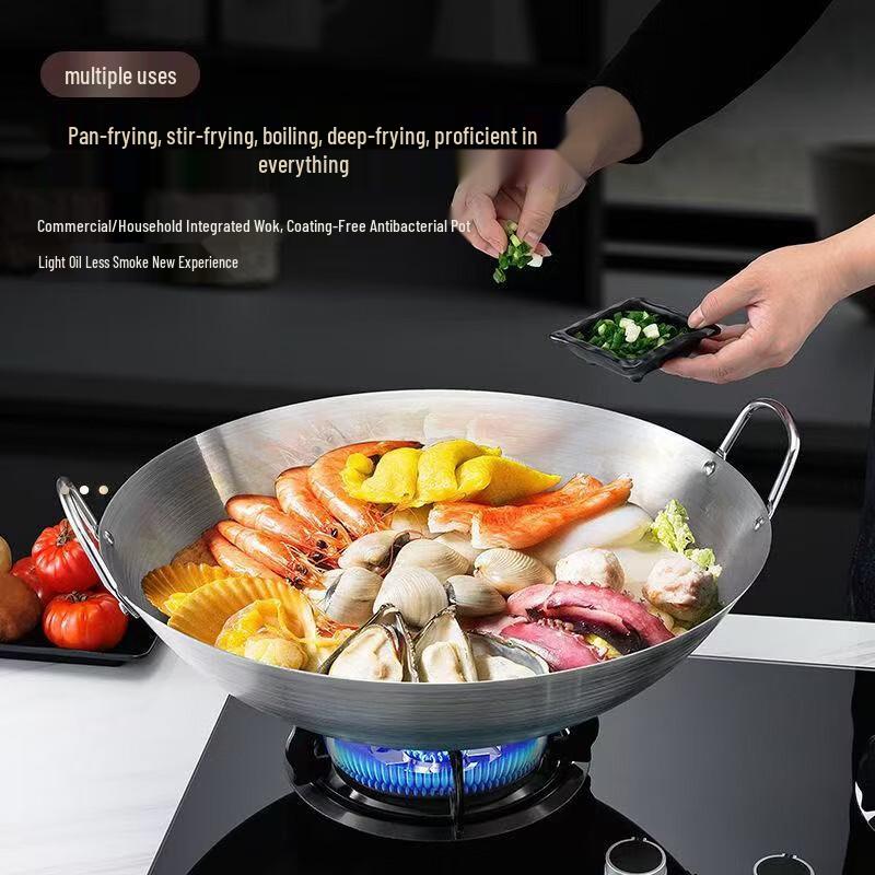 Yipan Stainless Steel Double Handle Wok