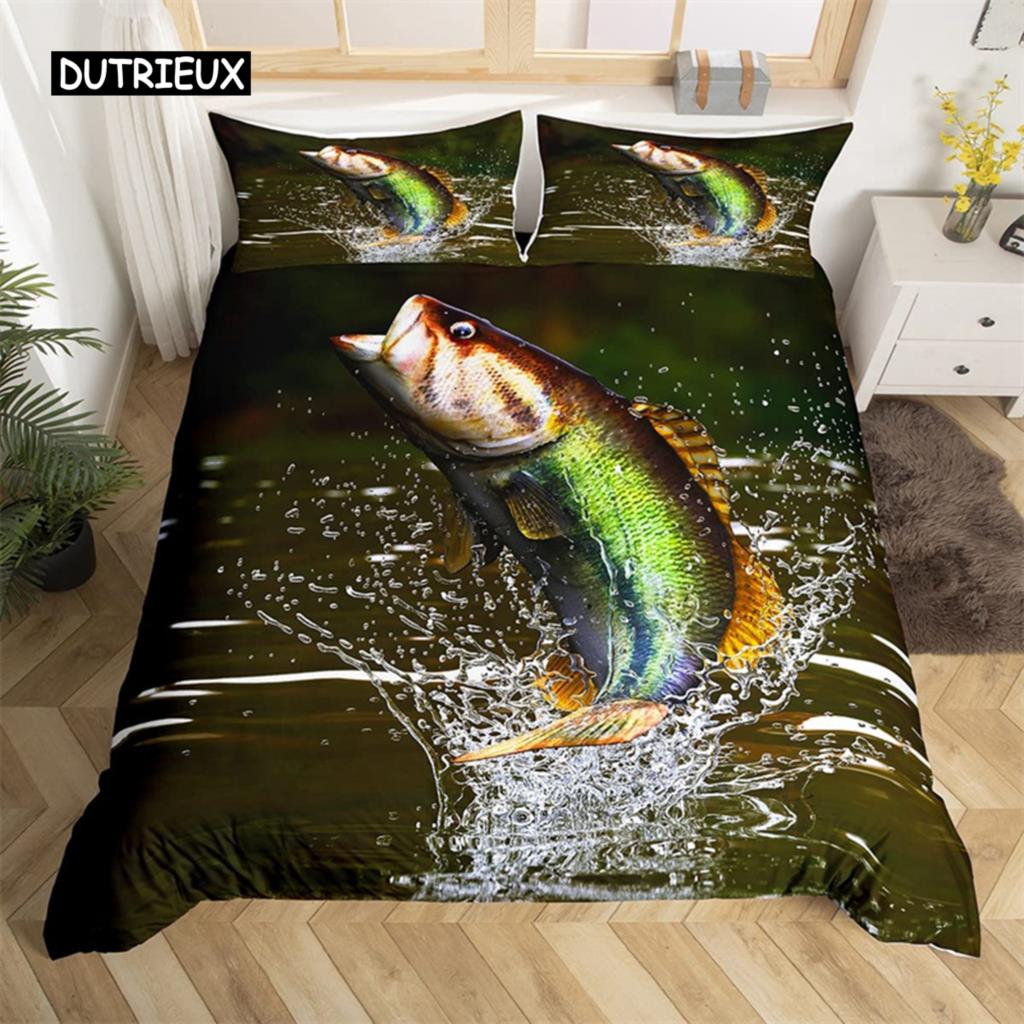 Пододеяльник с изображением рыбы-меч «Марлин» Kawaii Marine Life, комплект постельного белья из микрофибры, тема океана, большая рыба-щука, пододеяльник для односпальной кровати, двуспальная кровать