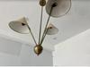 Подвесной светильник с 3 тканевыми абажурами, стиль Mid Century Modern, сырая латунь, люстра-спутник