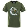 Summer Unisex Short Sleeve T Shirt Casual Loose Fit Astronaut Graphic Print Cotton Blend Round Neck Breathable Fashion Tee