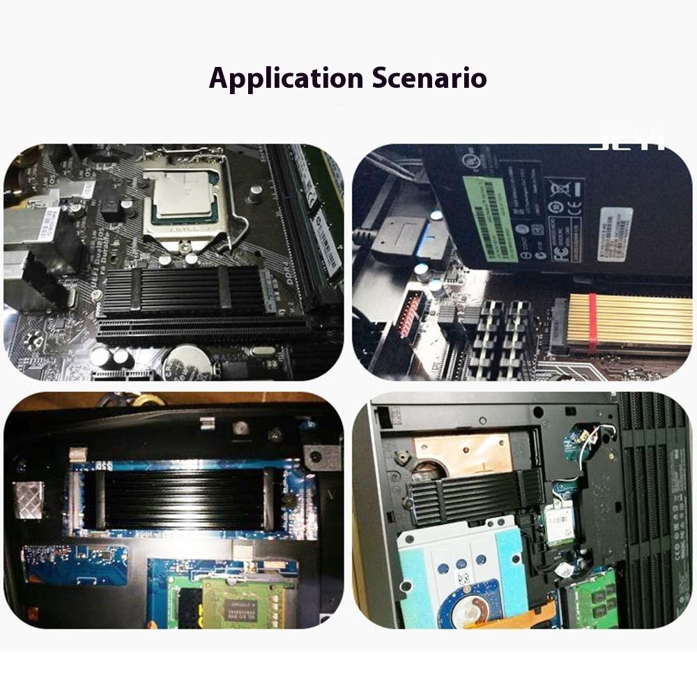 JEYI N80 M.2 NVMe SSD Heatsink 2280 Cooling Aluminum Pad Thermal Silicone Gel Heat Sink for PC- Black