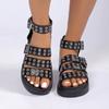 Open Toe Thick Soled One-line Sandals Women Summer New Rivet Belt Buckle Sandals Women Platform Sandals