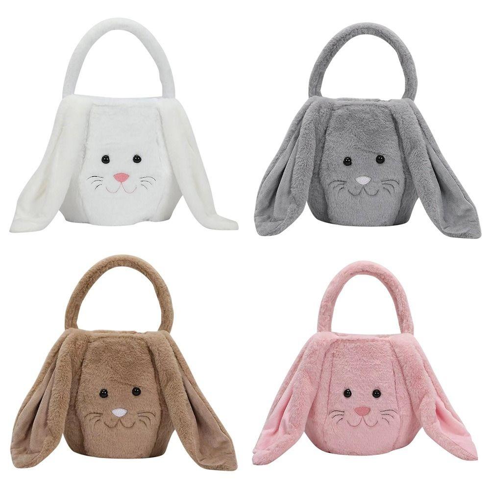 Long Ear Plush Easter Rabbit Storage Bag Egg Candy Baskets Gift Packaging Pounch Kids Party Gift
