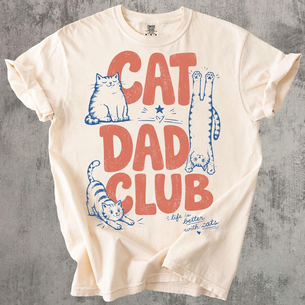 Cat Dad Club Shirt, Funny Cat Dad Tee, Cat Lover Shirt, Retro Cat Graphic Tee, Comfort Colors Cat Shirt, Cute Cat Dad Gift