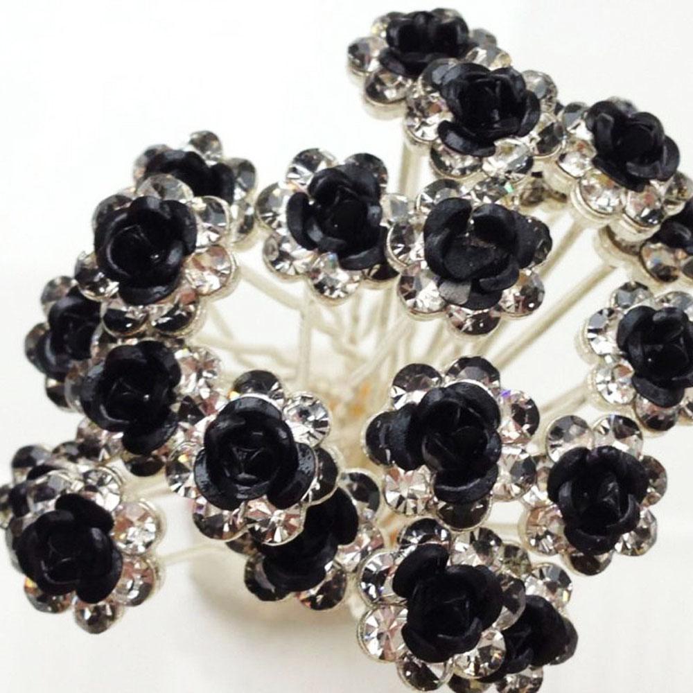 20PCS Fashion Engagement Bridal Rhinestone Flower Hairpins Hair Clips Crystal