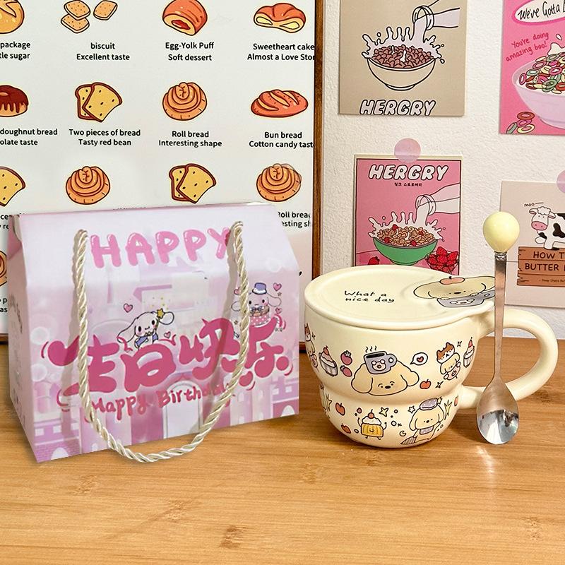 Ceramic Cup, Mug With Lid, High-Value Girls' Water Cup, Household Birthday Gift, Souvenir, Couple Coffee Cup