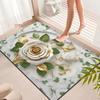 3D Visual Flower Rug Diatomaceous Earth Absorbent Bath Mat Floral Floor Mat with Non-Slip Backing for Entrance Kitchen Bathroom Shower