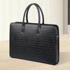 Genuine Leather Men's Large Capacity Anti-Theft Business Briefcase with Combination Lock