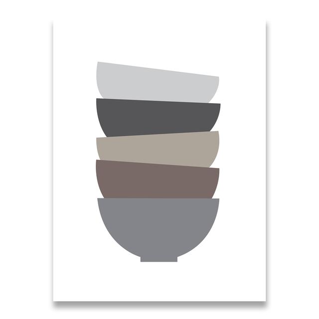 Скандинавское настенное искусство, печать на холсте, черно-белая мультяшная живопись, популярная посуда, изображение постера в стиле минимализм