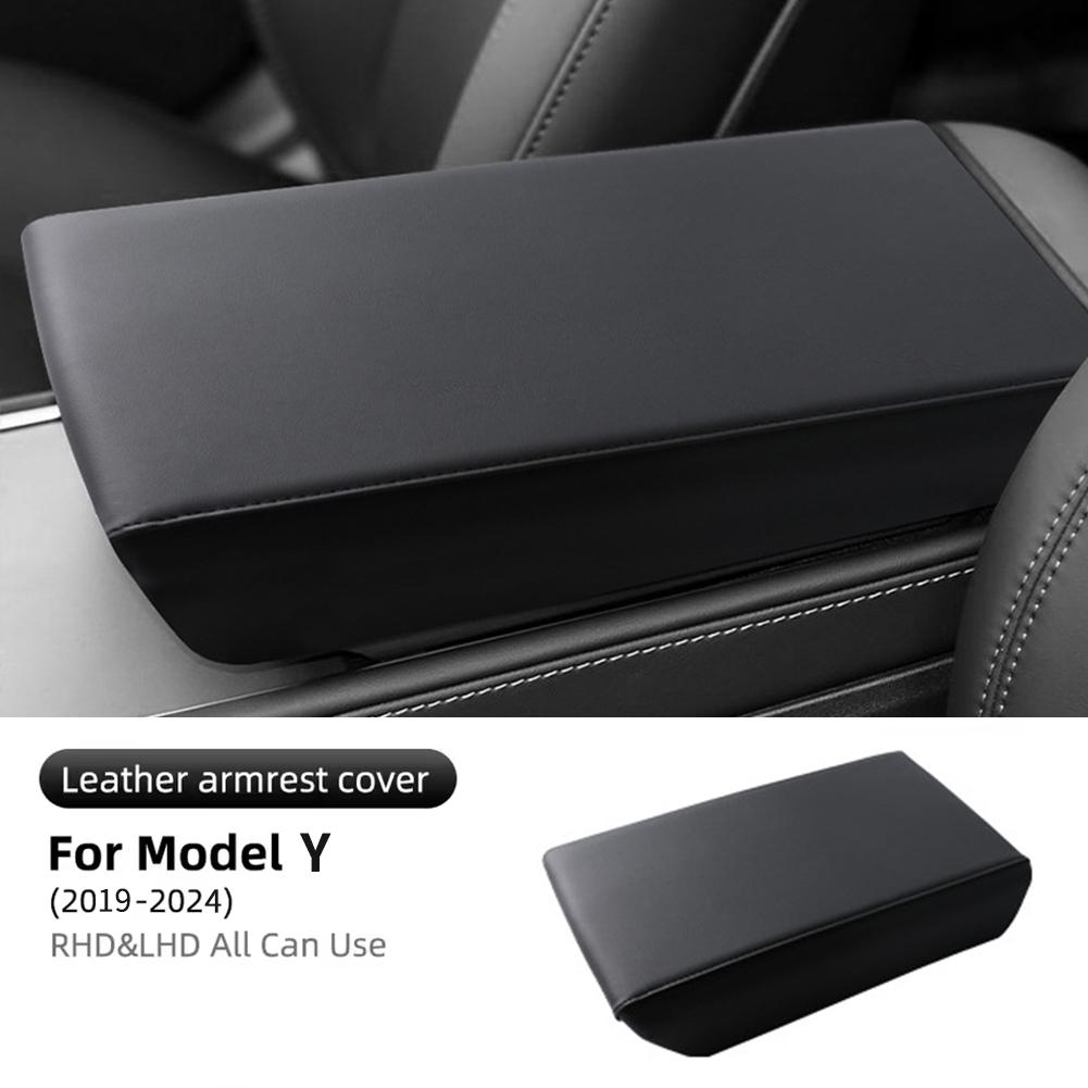 Для Tesla Model 3 19-23 Центральная консоль Подлокотник ABS+Кожа Защитная накладка Для Model Y 19-24 Автомобильное кресло Подушка-чехол на подлокотник