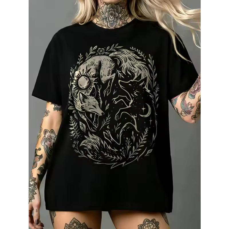 Trendy Street Dark Gothic Women's T-shirt Summer New Style Suitable for Both Men and Women Retro Trendy T-shirt