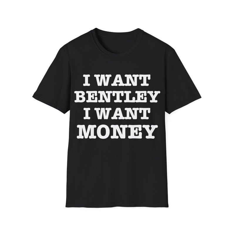 Bentley Money Lover Slogan Graphic Oversized Streetwear Casual Tee Top for Hip-Hop Fans & Luxury Lifestyle Enthusiasts