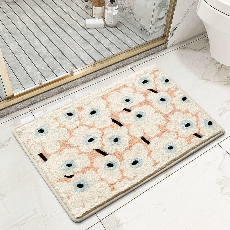 Modern Minimalist Entryway Mat With Cartoon Flower Print Design For Indoor Home Use