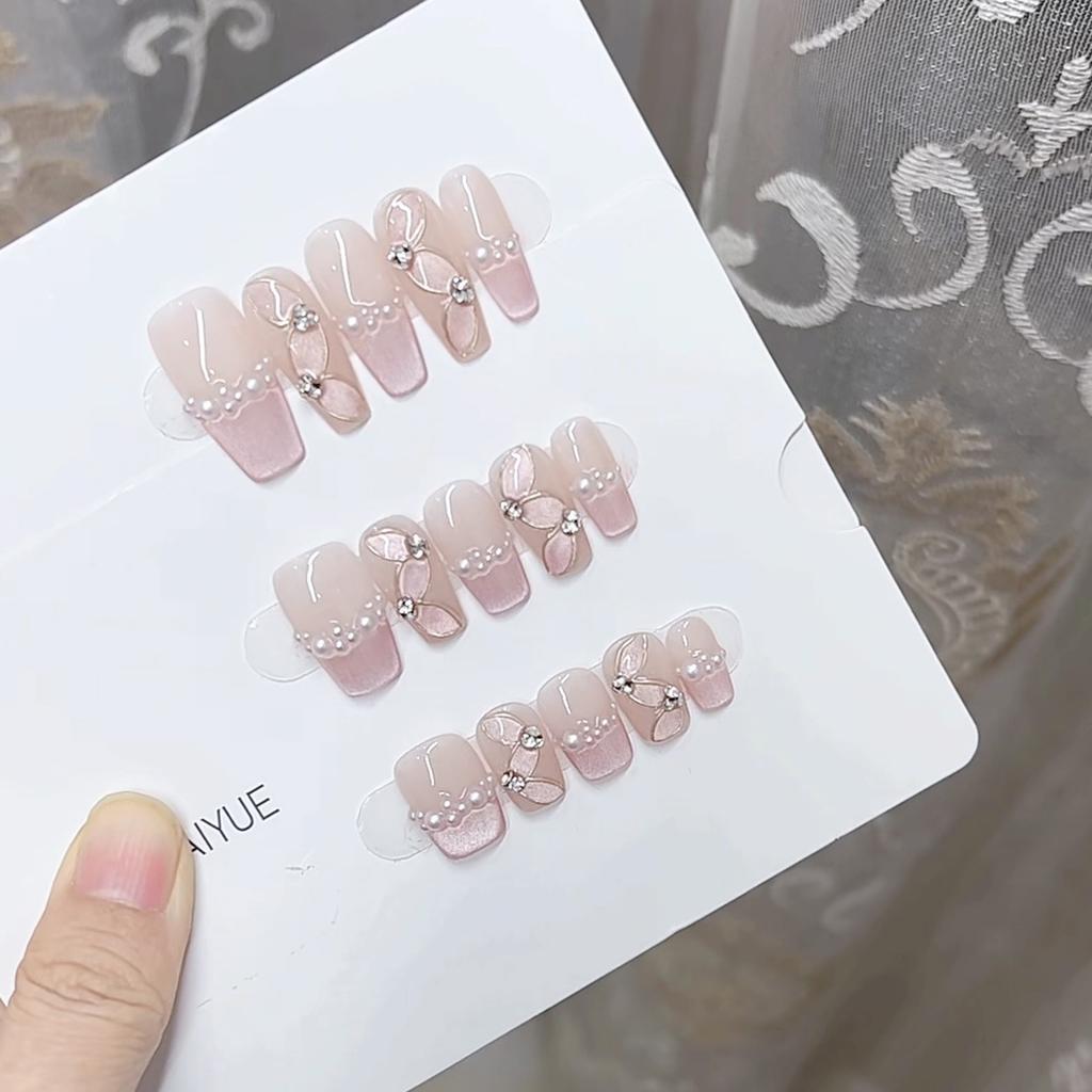 Pure Hand-made Phototherapy Wearable Nail Silky Streamer Finished Reusable Nail Patches