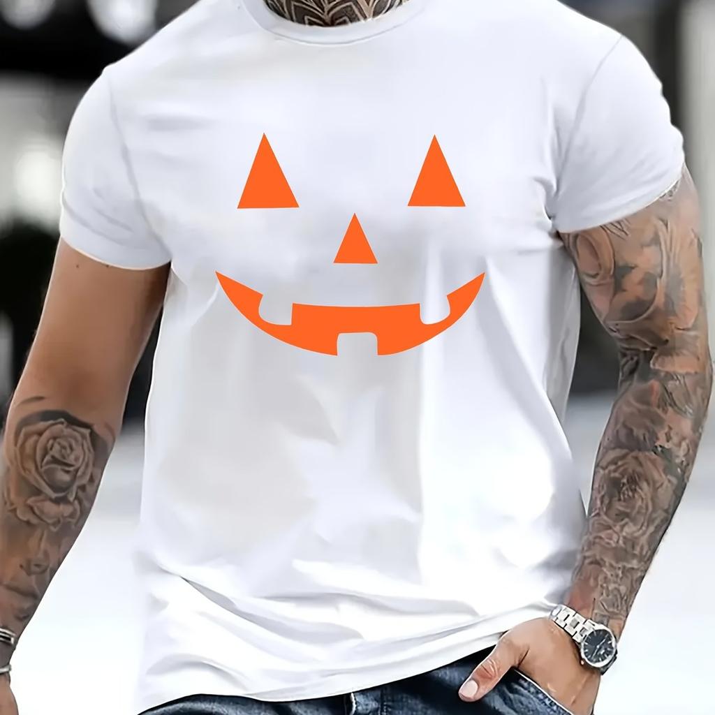 Halloween GhostHead Printed ShortSleeved TShirt For Unisex Popular Summer Clothing Comfortable RoundNeck TShirt