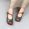 Genuine Leather Mixed Colors Flats Retro Versatile Shallow Soft Sole Handmade Women Shoes