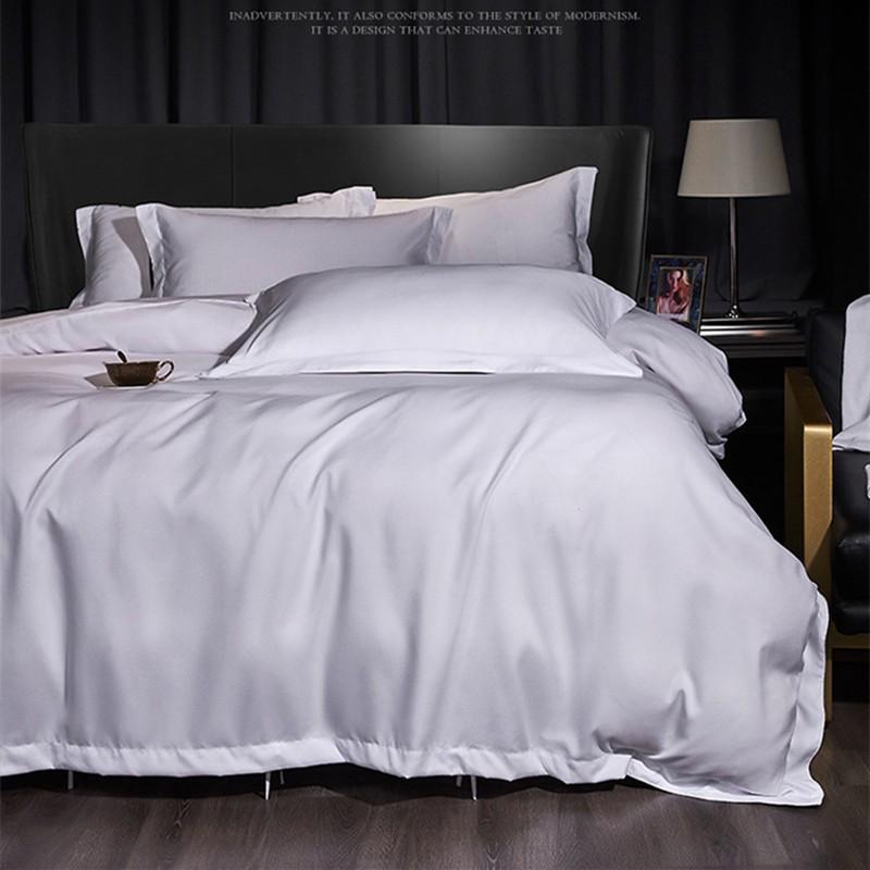 Hotel Style White Bedding Set Pure Color Bed Linen Guest Room Airbnb