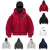 Men's Double Hood Loose Outdoor Trendy Hood Cardigan Zipper Hoodie