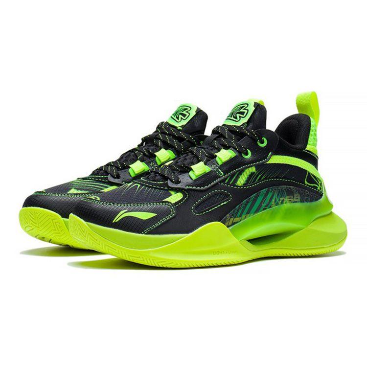 Баскетбольные кроссовки Li Ning Youth Team 2.5, удобные, амортизирующие, средней высоты, детские, черные, флуоресцентно-зеленые, YKBS050-7