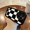 Black White Checkerboard Pattern Printed Fashion Case Flexible Soft Silicone TPU Shell Full Back Cover for iPhone Samsung