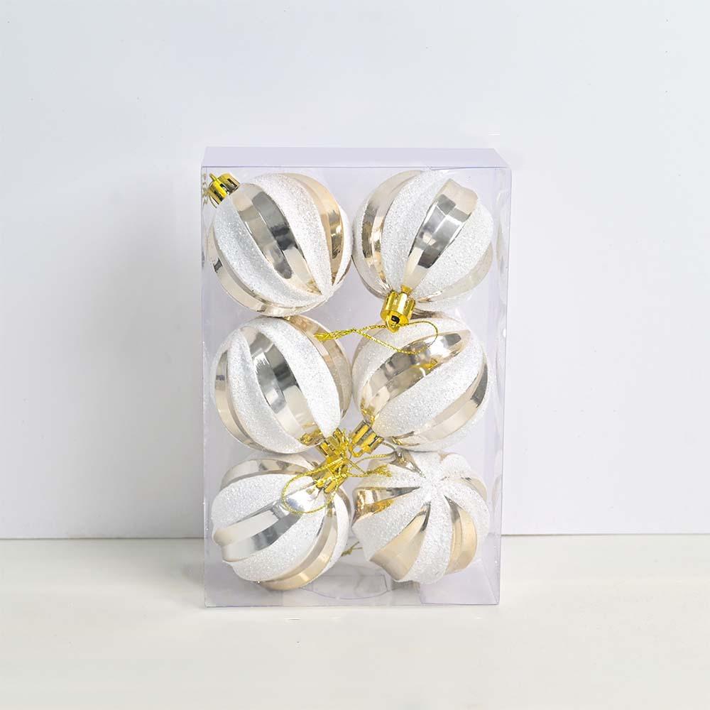 6pcs Plastic Electroplated Hanging Balls Shatterproof Merry Christmas Decor Party Favors