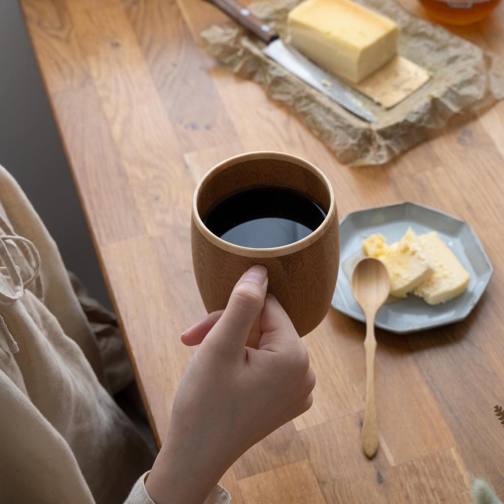 RIVERET Grande Mug + Spoon, 400ml, Bamboo, Dishwasher Safe, RV-208S (Brown)