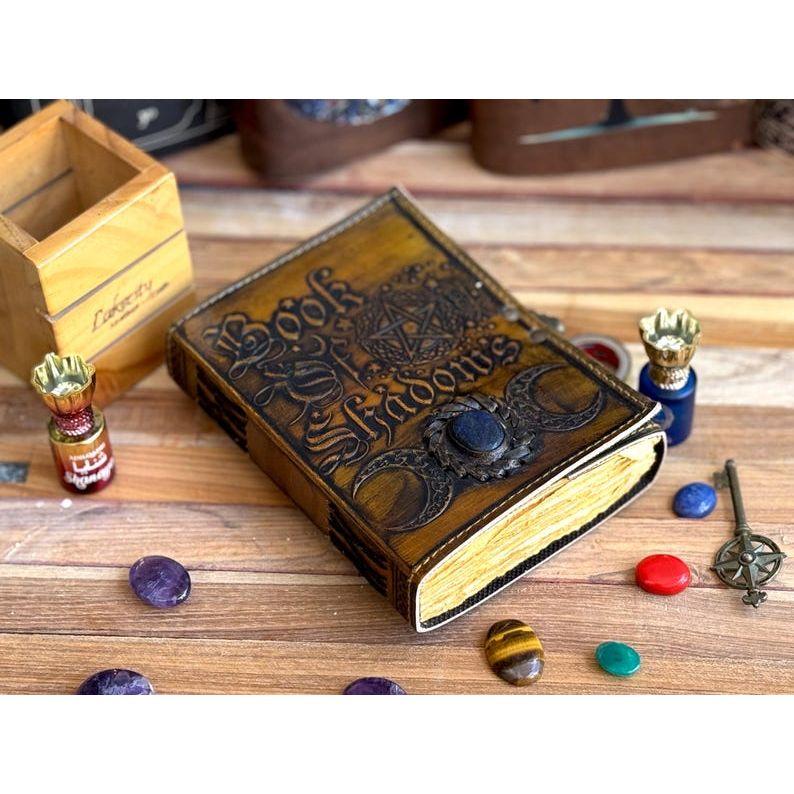 Handmade leather journal book of shadows with loc handmade pepar Antique book of spell the Magik circle of life For Traveling Sketchbook
