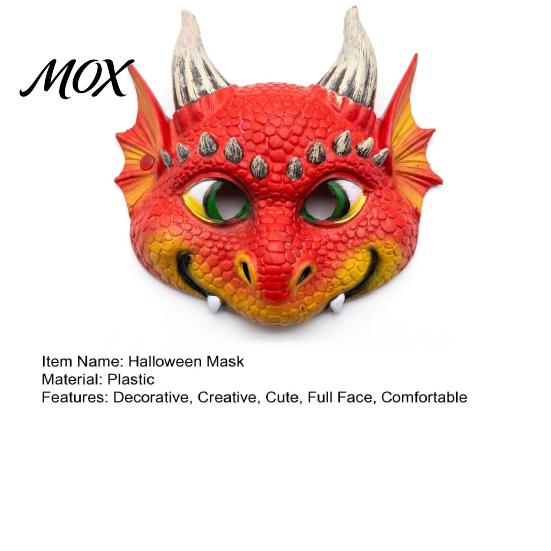 Colorful Halloween Party Mask 3D Cute Dragon Full Face Mask, Baby Lightweight Breathable Vibrant Role Play Costume with Realistic Scales And Horns for