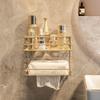 Главная Золотая ванная комната Полка без перфорации Полки Душевая Хранение Настенная стойка Роскошная туалетная бумага Косметические принадлежности Органайзер