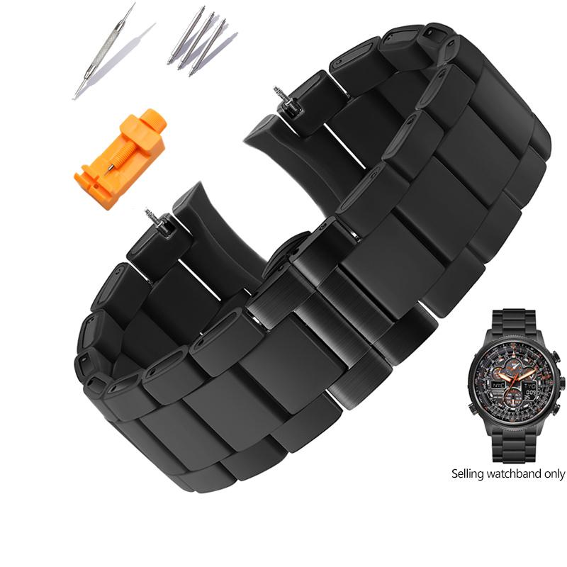 ONESilicone Нержавеющая сталь Ремешок для часов для Citizen Blue Angel Поколение AT8020-54L Air Eagle JY8035 Водонепроницаемый Мужской Ремешок 23 ммMN